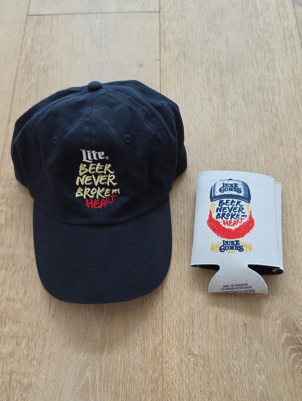 NWOT Miller Lite RARE Luke Combs Edition Baseball Cap and Koozie Set